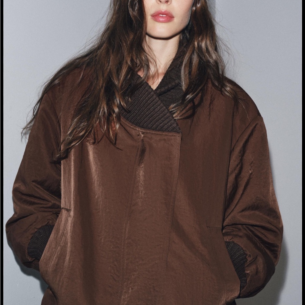 Zara Brown Bomber Jacket
